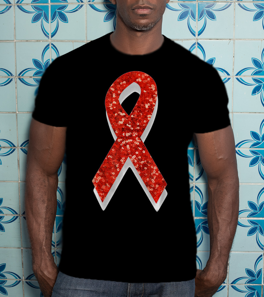 AIDS Awareness Red Ribbon Sequin T-Shirt