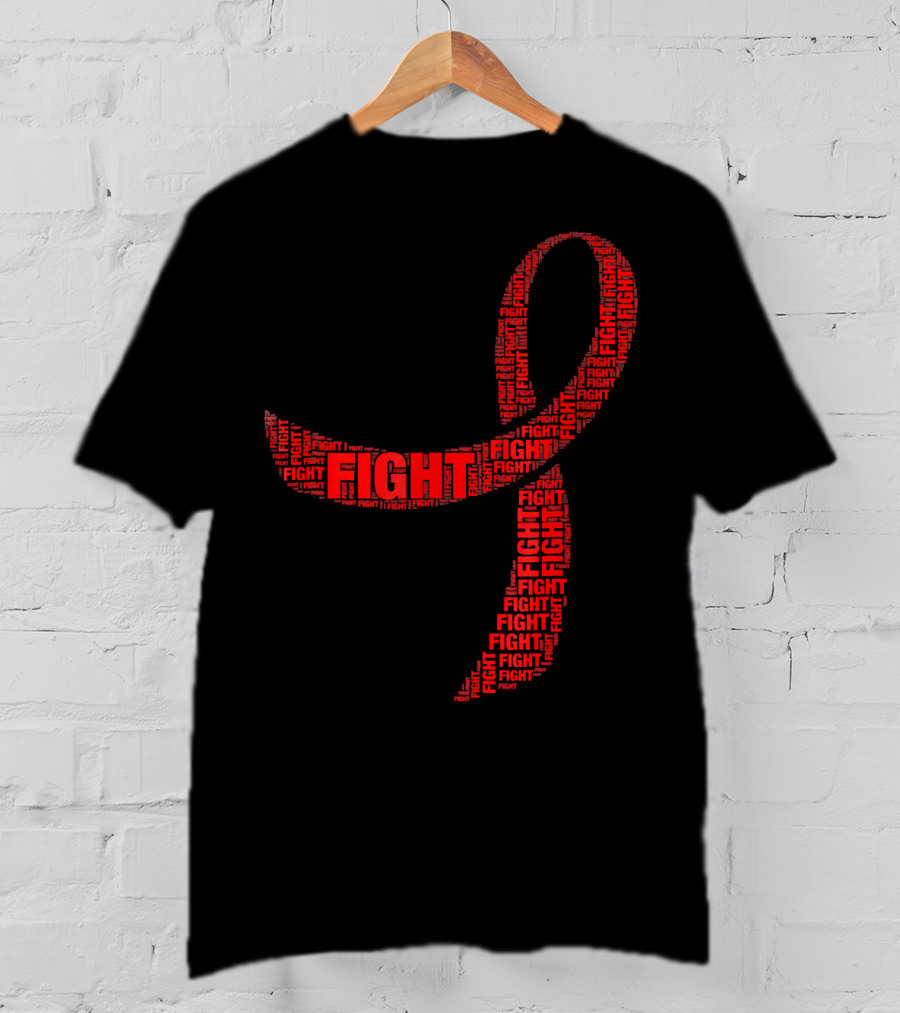 FIGHT Red Ribbon HIV AIDS Awareness T-Shirt