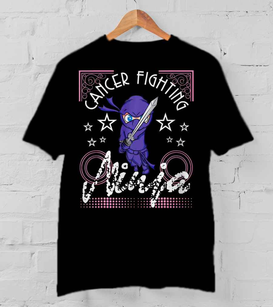 Cancer Fighting Ninja Stars Purple Warrior T-Shirt