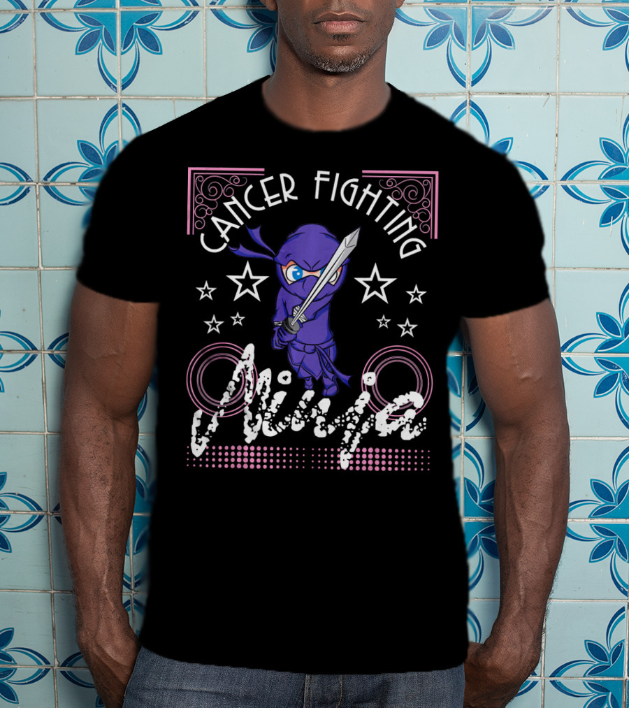 Cancer Fighting Ninja Stars Purple Warrior T-Shirt