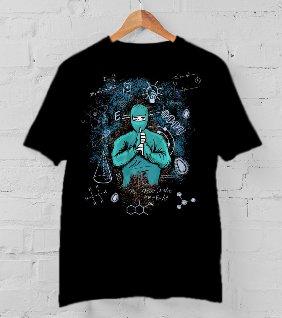 Science Ninja Surrounded By Chemistry And Physics Formulas T-Shirt