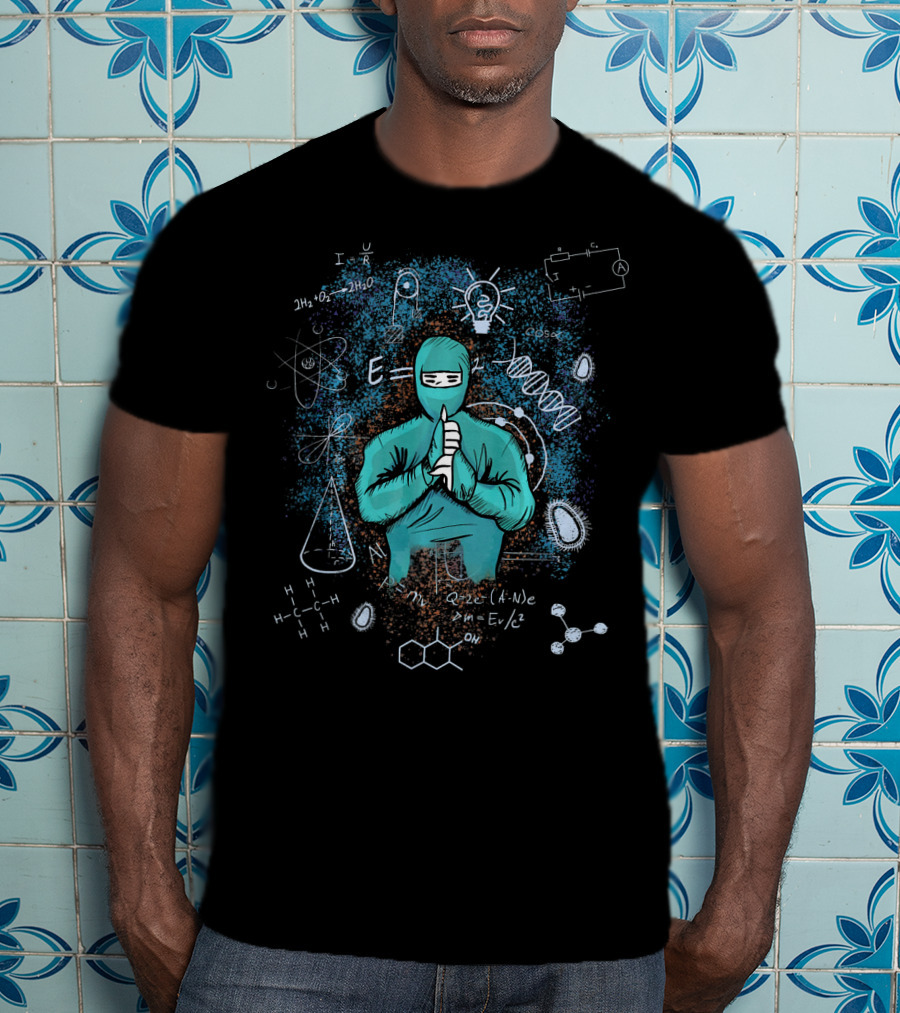 Science Ninja Surrounded By Chemistry And Physics Formulas T-Shirt