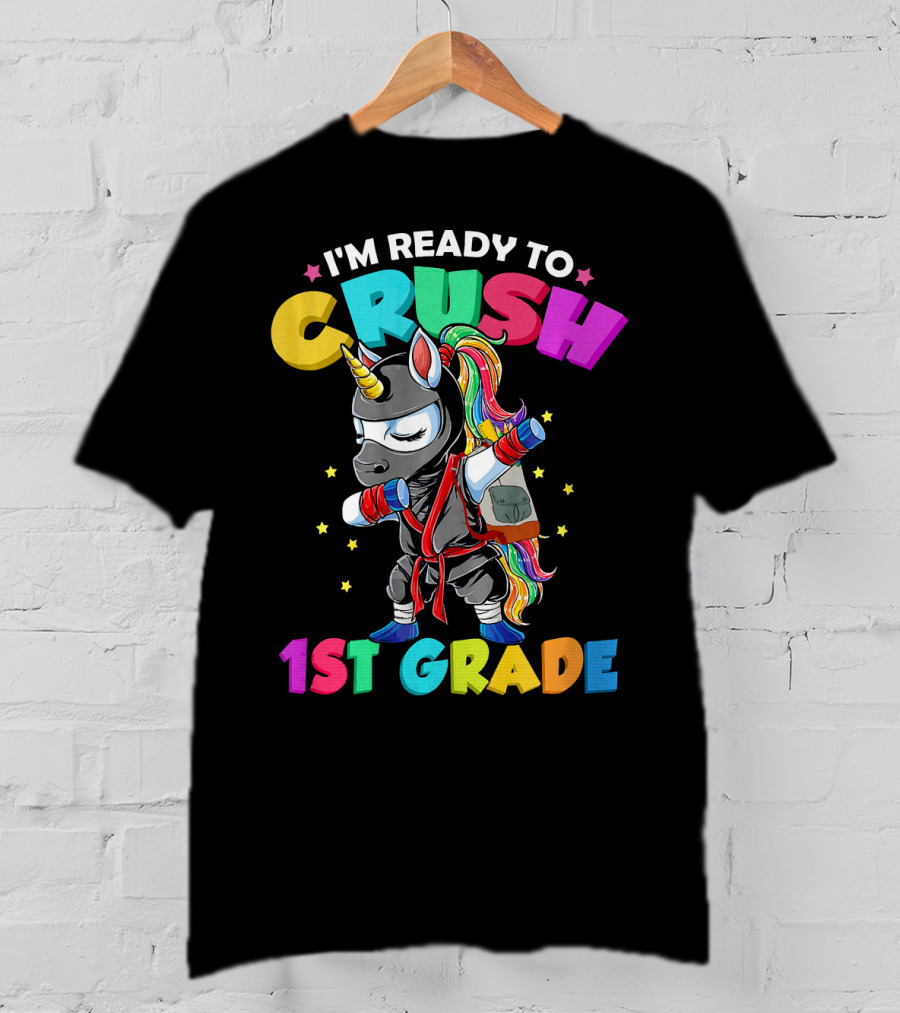 I'm Ready To Crush 1st Grade Dabbing Ninja Unicorn T-Shirt