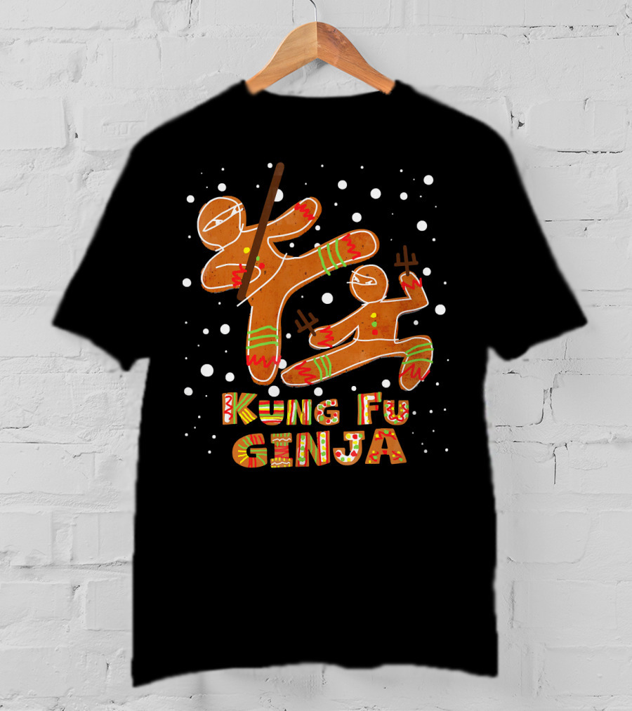 Kung Fu Ginja Gingerbread Ninja Holiday Fight T-Shirt