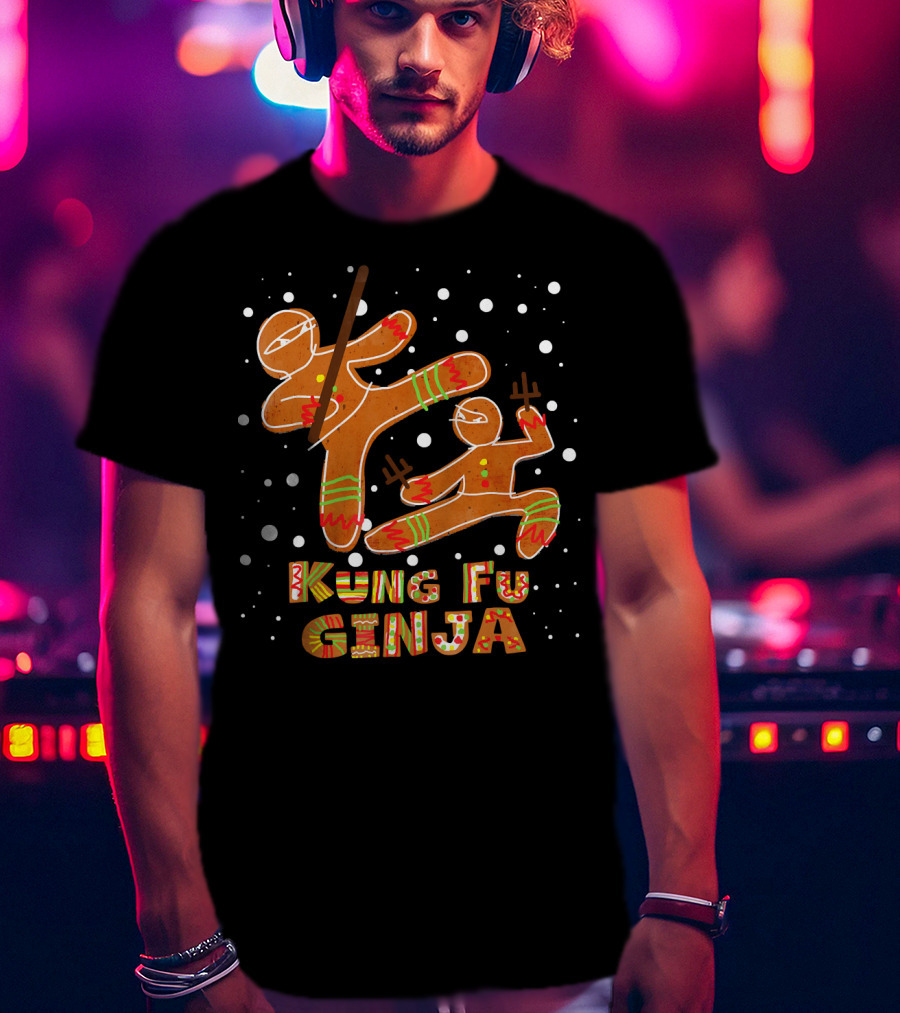 Kung Fu Ginja Gingerbread Ninja Holiday Fight T-Shirt