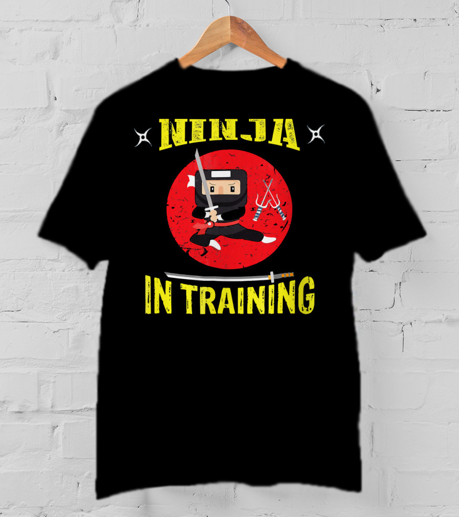Ninja In Training Samurai Sword Martial Arts Red Circle Shuriken T-Shirt