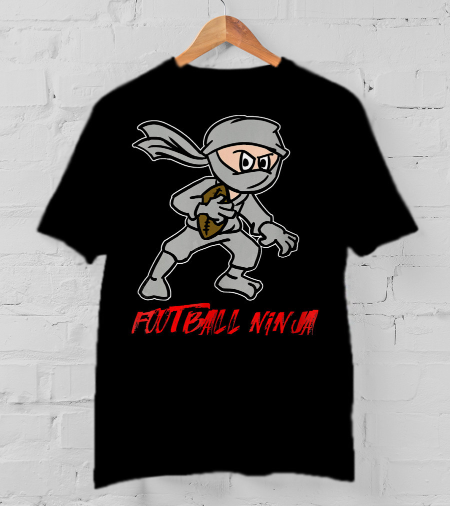 Football Ninja Funny Sport Game League Ninja Holding Football T-Shirt