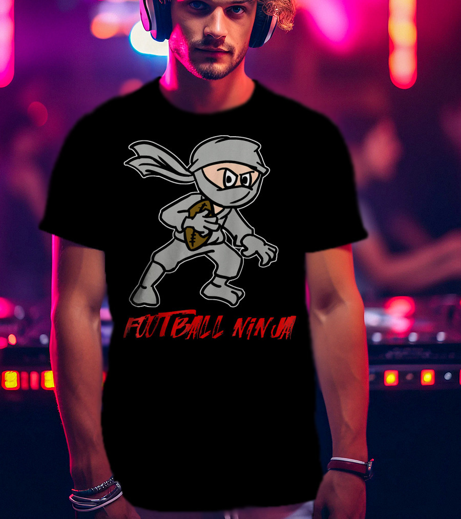 Football Ninja Funny Sport Game League Ninja Holding Football T-Shirt