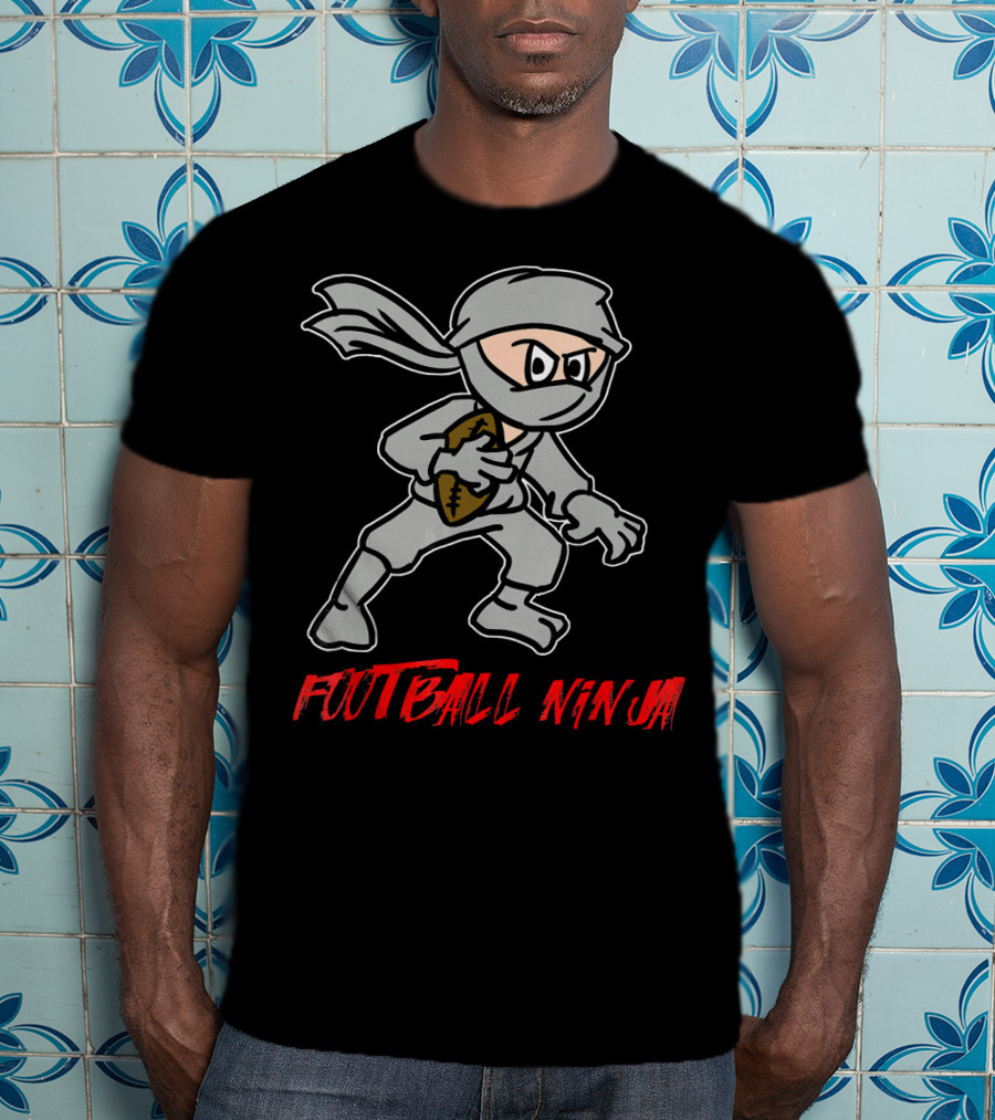 Football Ninja Funny Sport Game League Ninja Holding Football T-Shirt