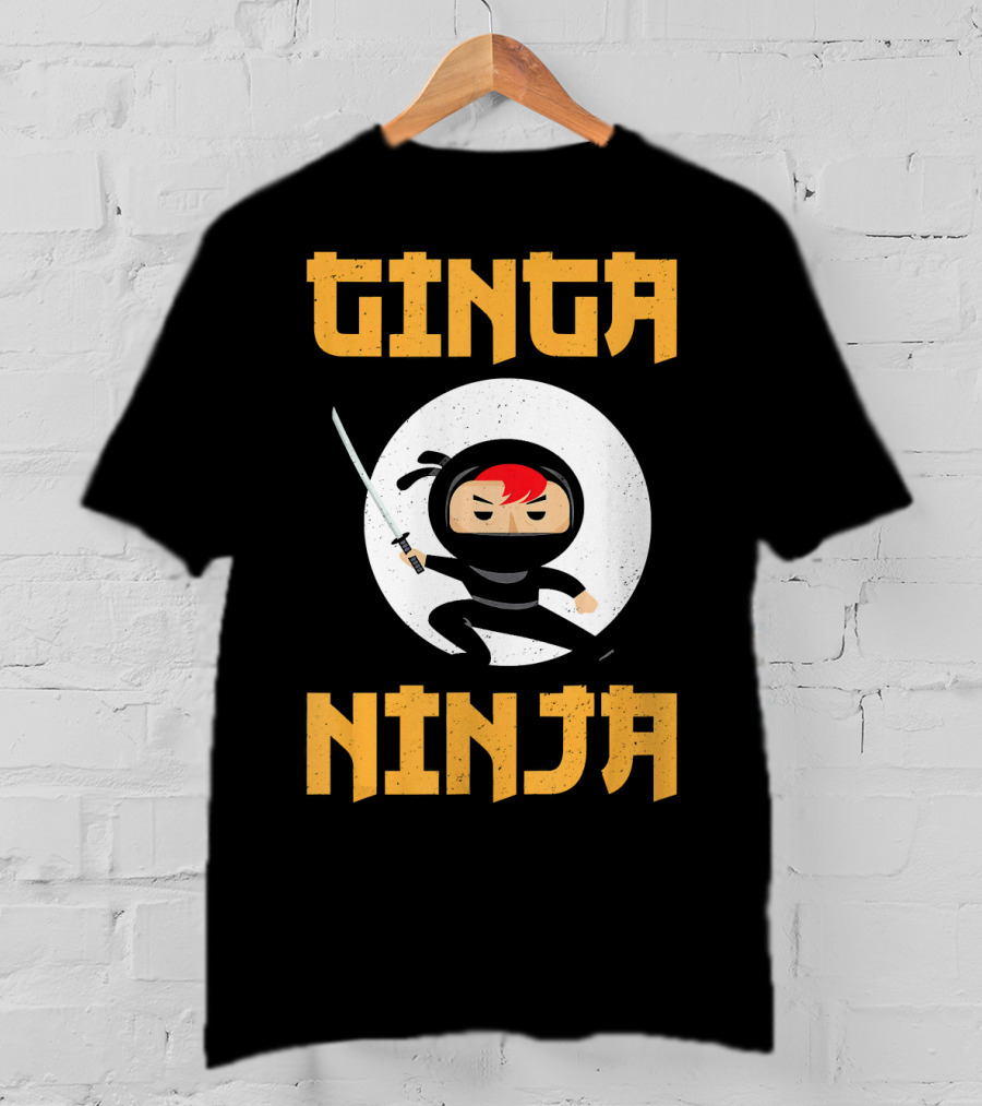 Ginger Pride Ginga Ninja Funny Redhead With Sword Character T-Shirt