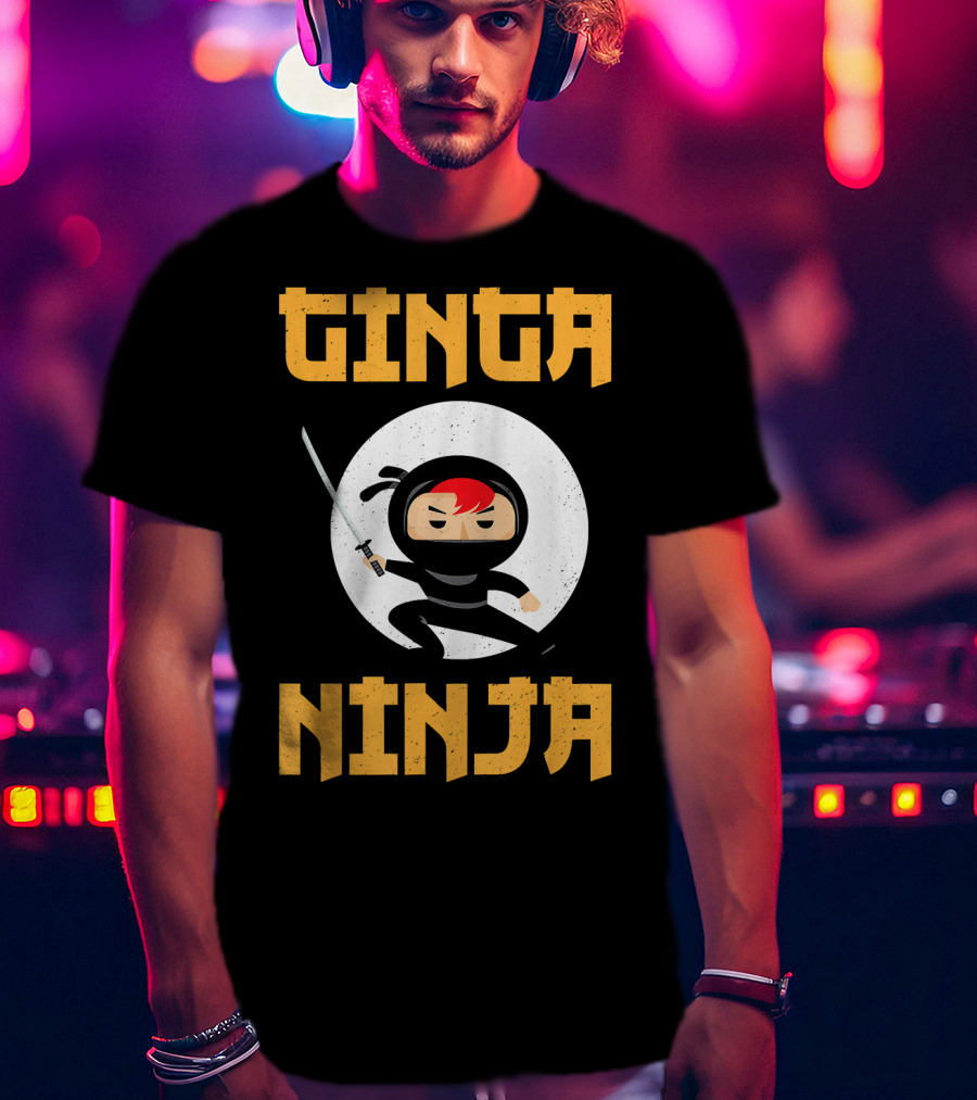 Ginger Pride Ginga Ninja Funny Redhead With Sword Character T-Shirt