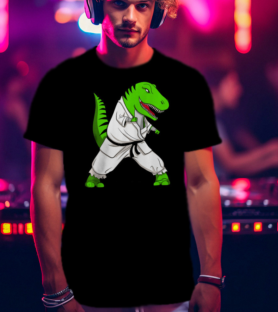T Rex Dinosaur Karate Ninja Martial Arts Gi T-Shirt