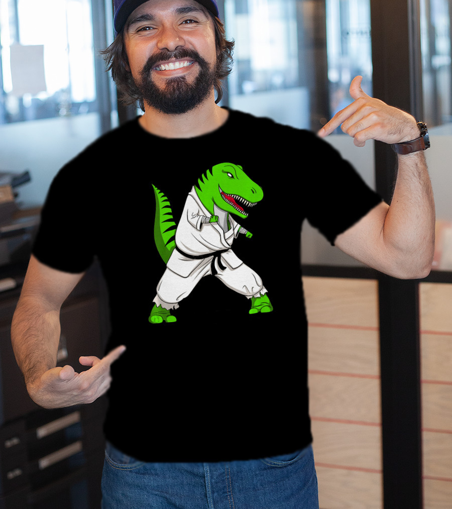 T Rex Dinosaur Karate Ninja Martial Arts Gi T-Shirt
