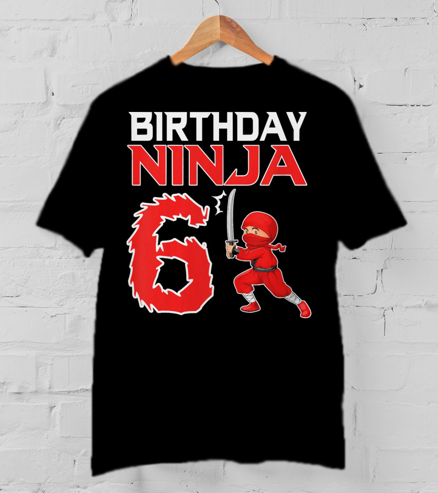 Birthday Ninja 6 Years Old Boy T-Shirt
