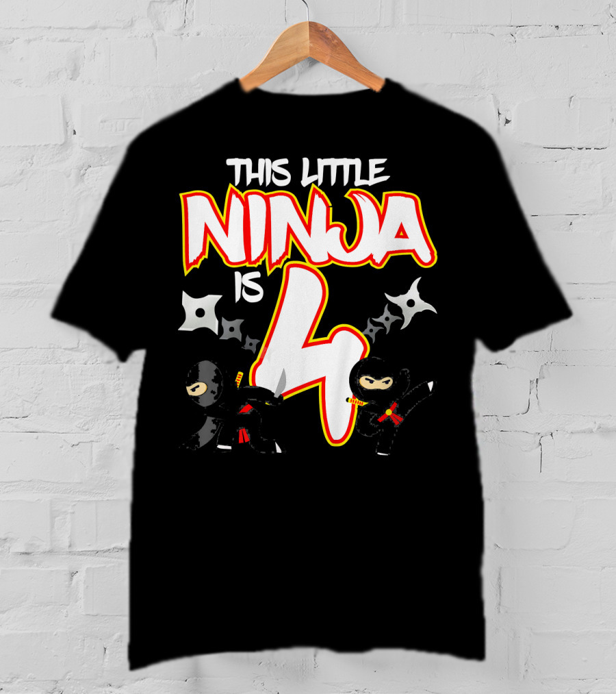 This Little Ninja Is 4 Year Old Birthday Party T-Shirt