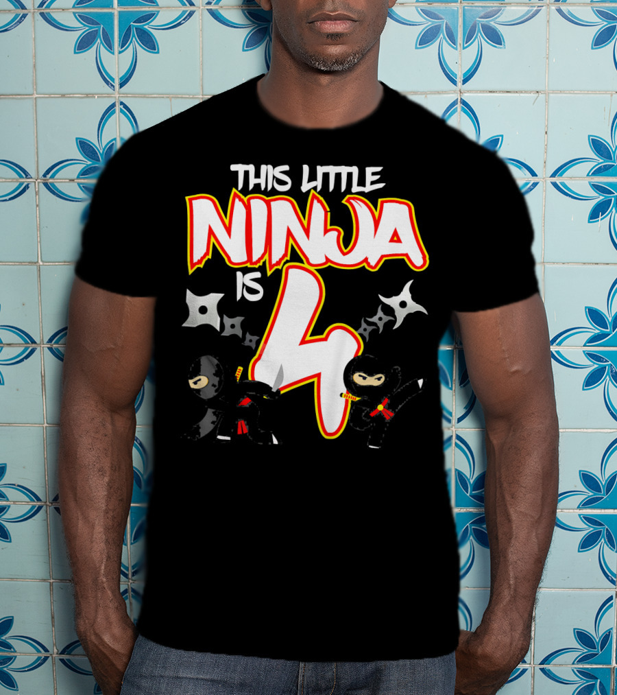 This Little Ninja Is 4 Year Old Birthday Party T-Shirt