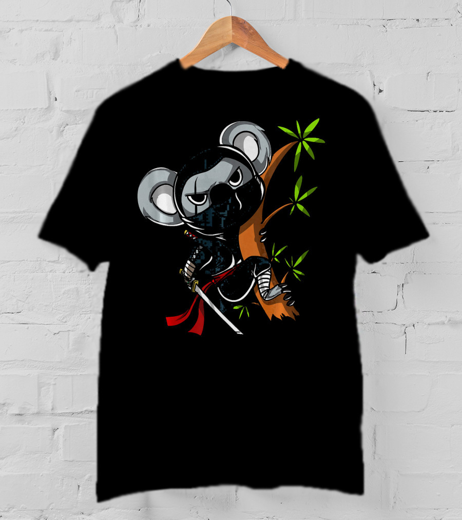 Koala Bear Ninja Samurai With Sword In Tree T-Shirt