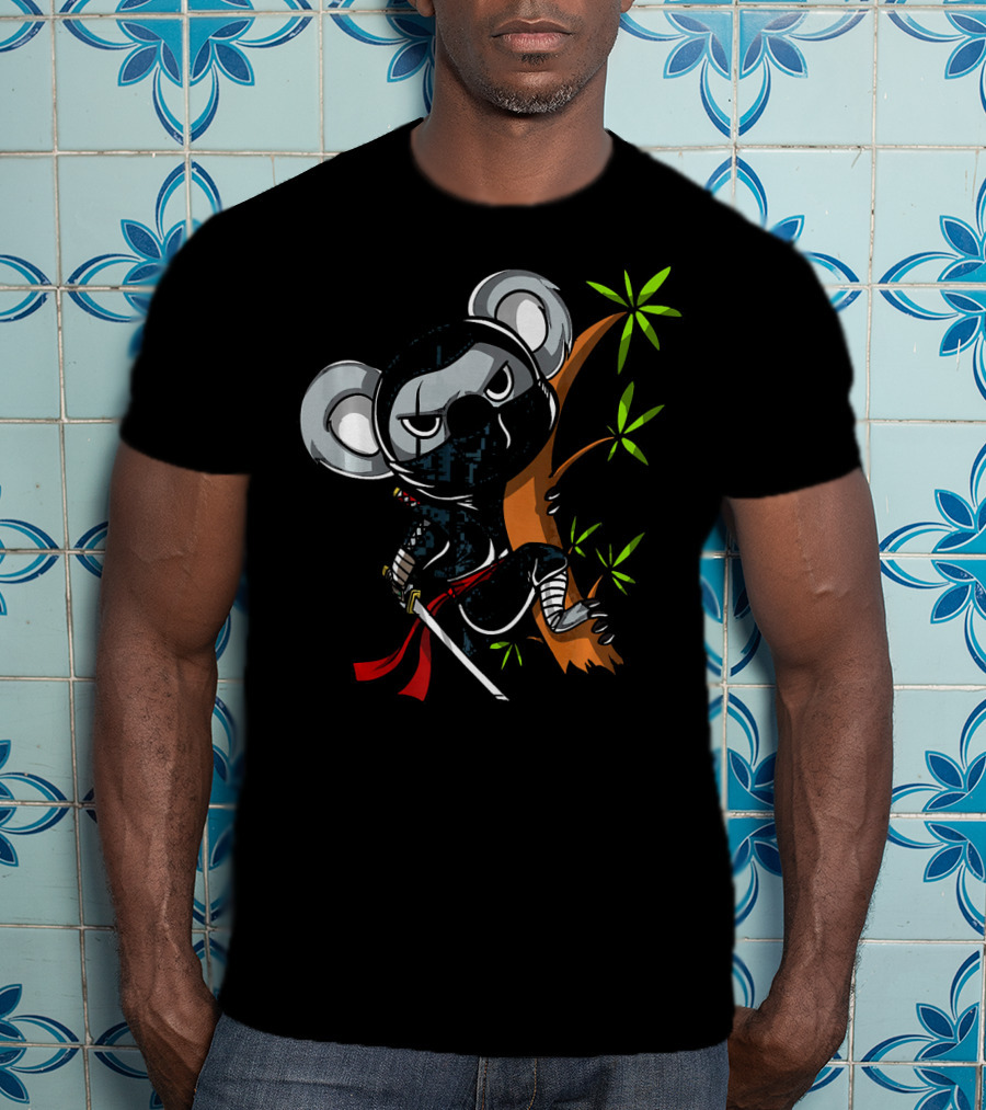 Koala Bear Ninja Samurai With Sword In Tree T-Shirt
