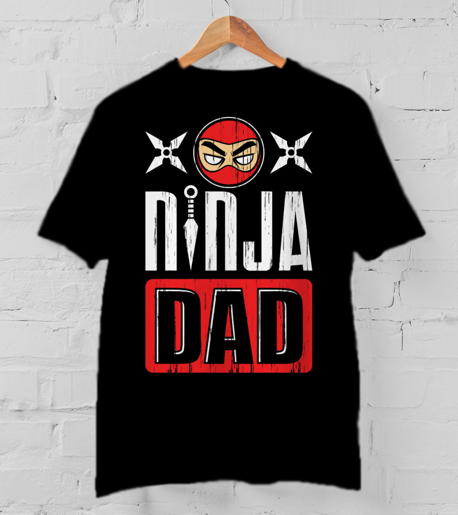 Ninja Dad Daddy Ninjas Stealthy Warrior Father Shuriken Mask T-Shirt