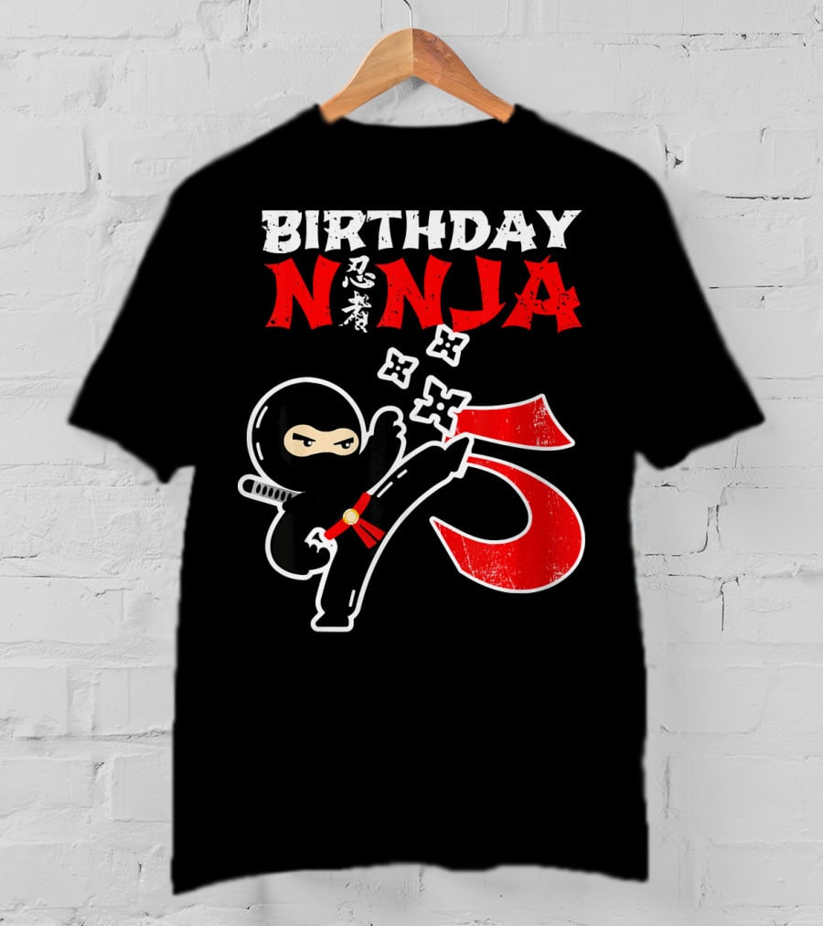 Birthday Ninja Kicking 5th T-Shirt