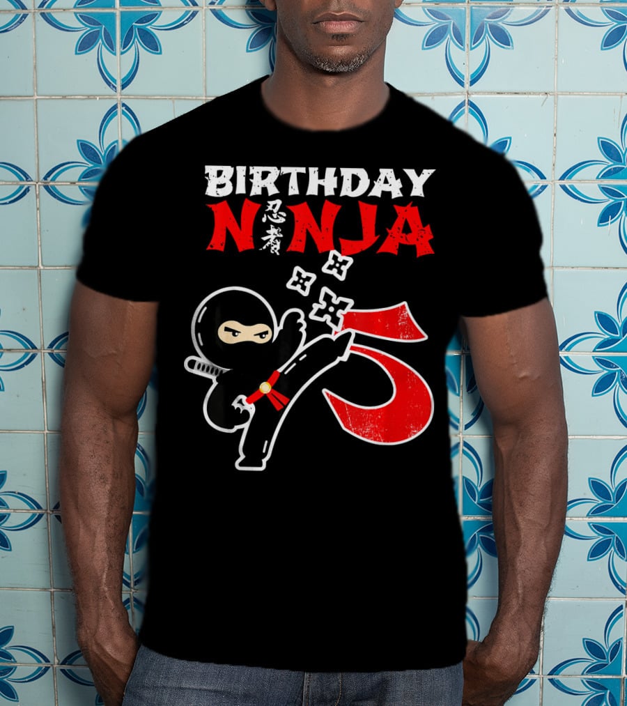 Birthday Ninja Kicking 5th T-Shirt