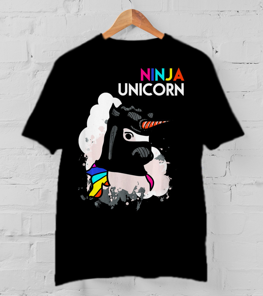 Ninja Unicorn Funny Cool Martial Arts Rainbow Scarf T-Shirt