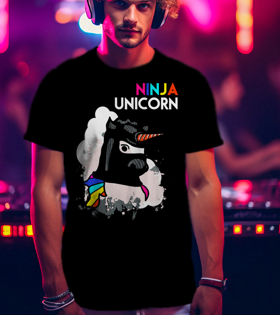 Ninja Unicorn Funny Cool Martial Arts Rainbow Scarf T-Shirt