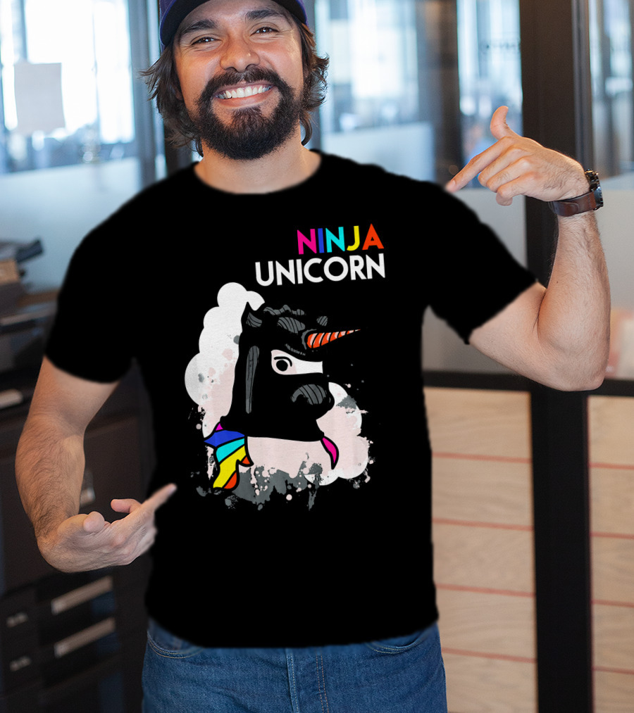 Ninja Unicorn Funny Cool Martial Arts Rainbow Scarf T-Shirt