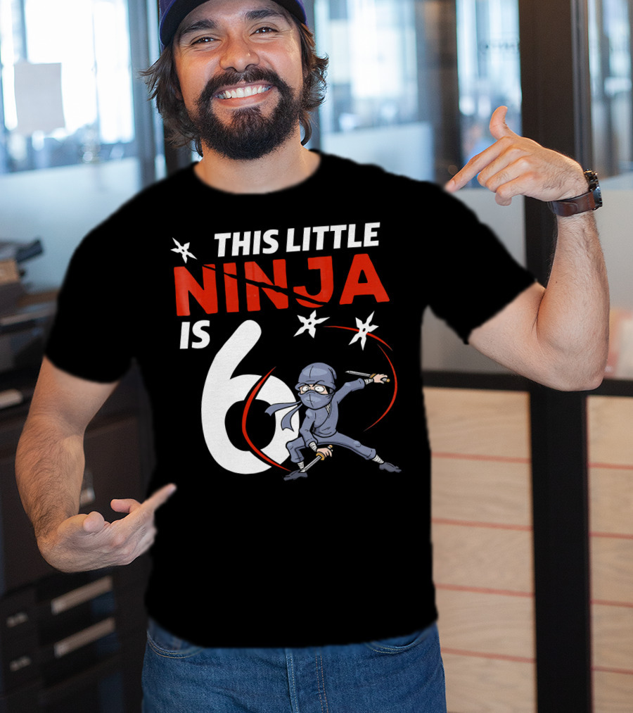 This Little Ninja Is 6 Years Old With Shuriken Warrior And Mask T-Shirt