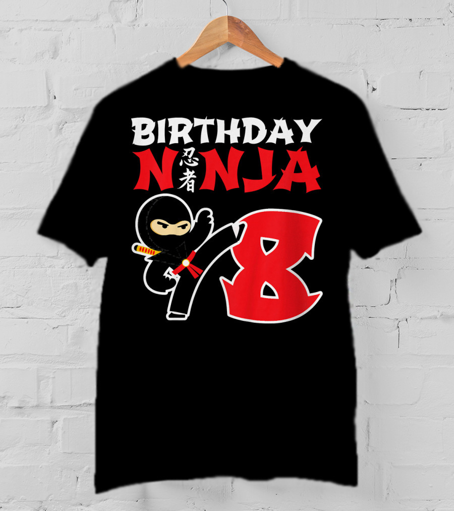 Birthday Ninja 8 Year Old Ninja Kanji T-Shirt