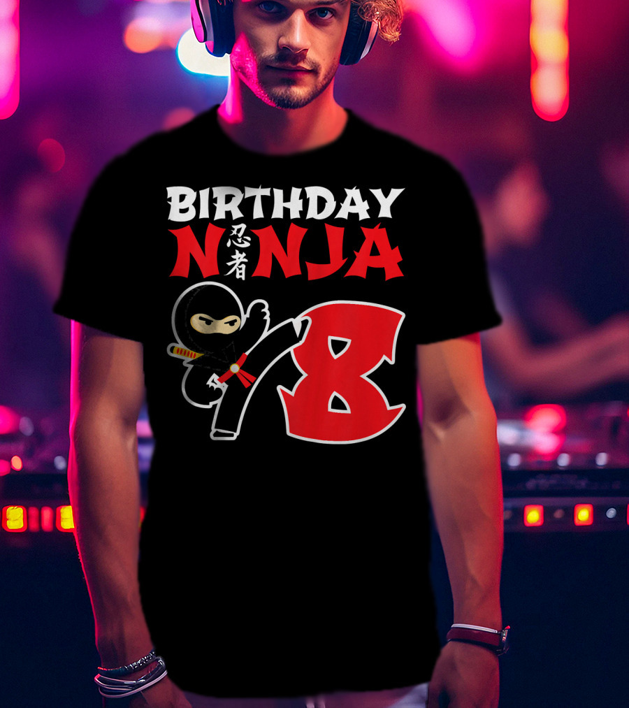 Birthday Ninja 8 Year Old Ninja Kanji T-Shirt