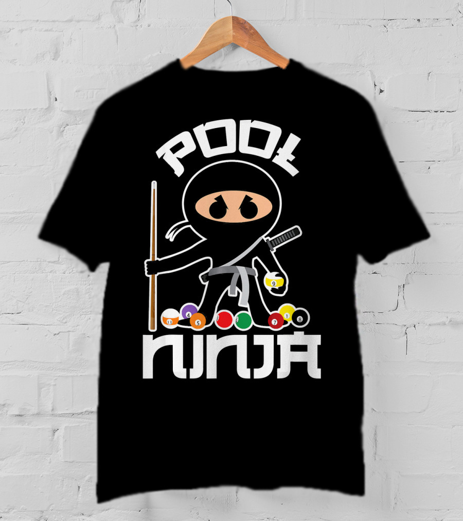 Pool Ninja Billiards With Cute Pocket Balls T-Shirt