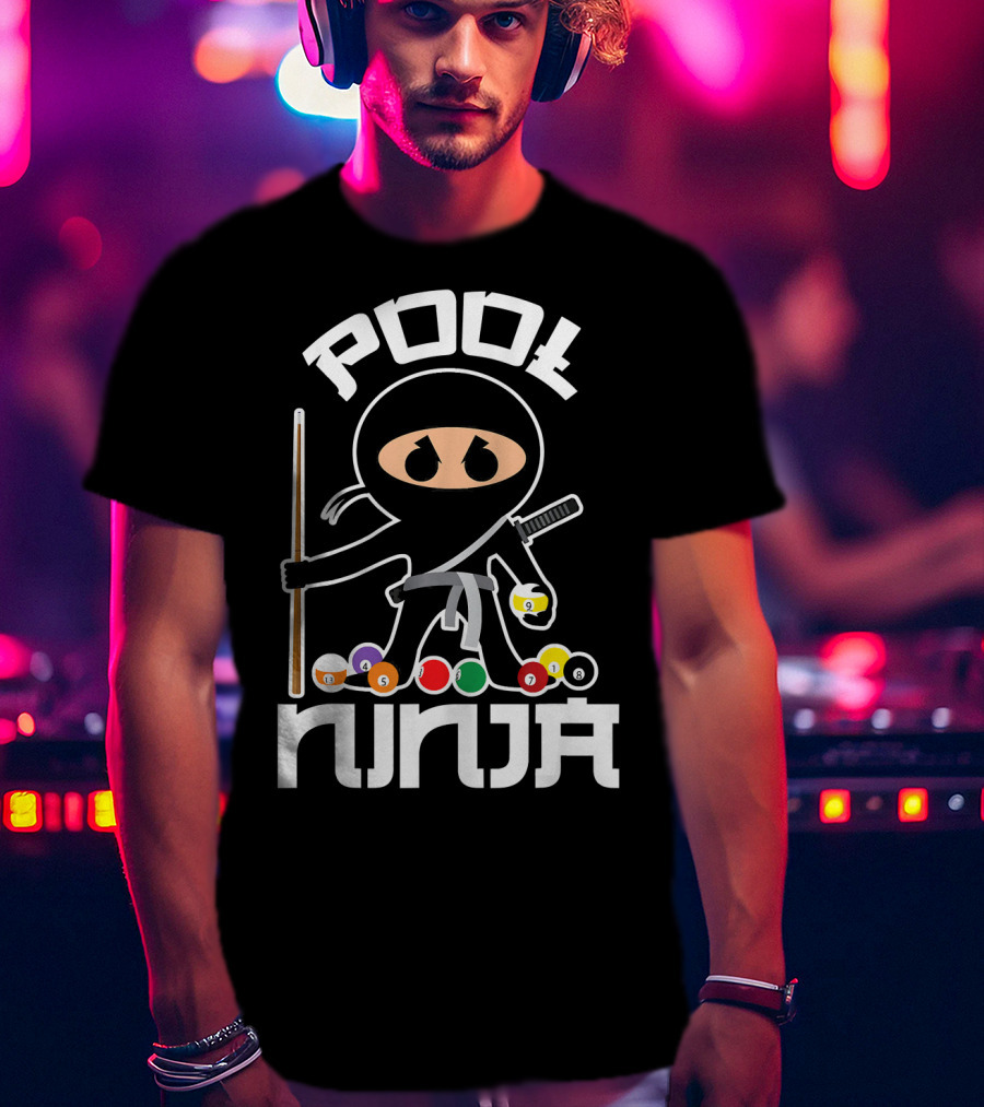 Pool Ninja Billiards With Cute Pocket Balls T-Shirt