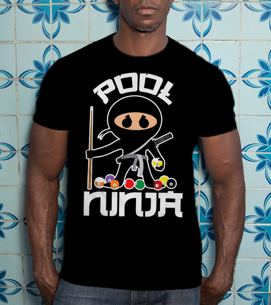 Pool Ninja Billiards With Cute Pocket Balls T-Shirt