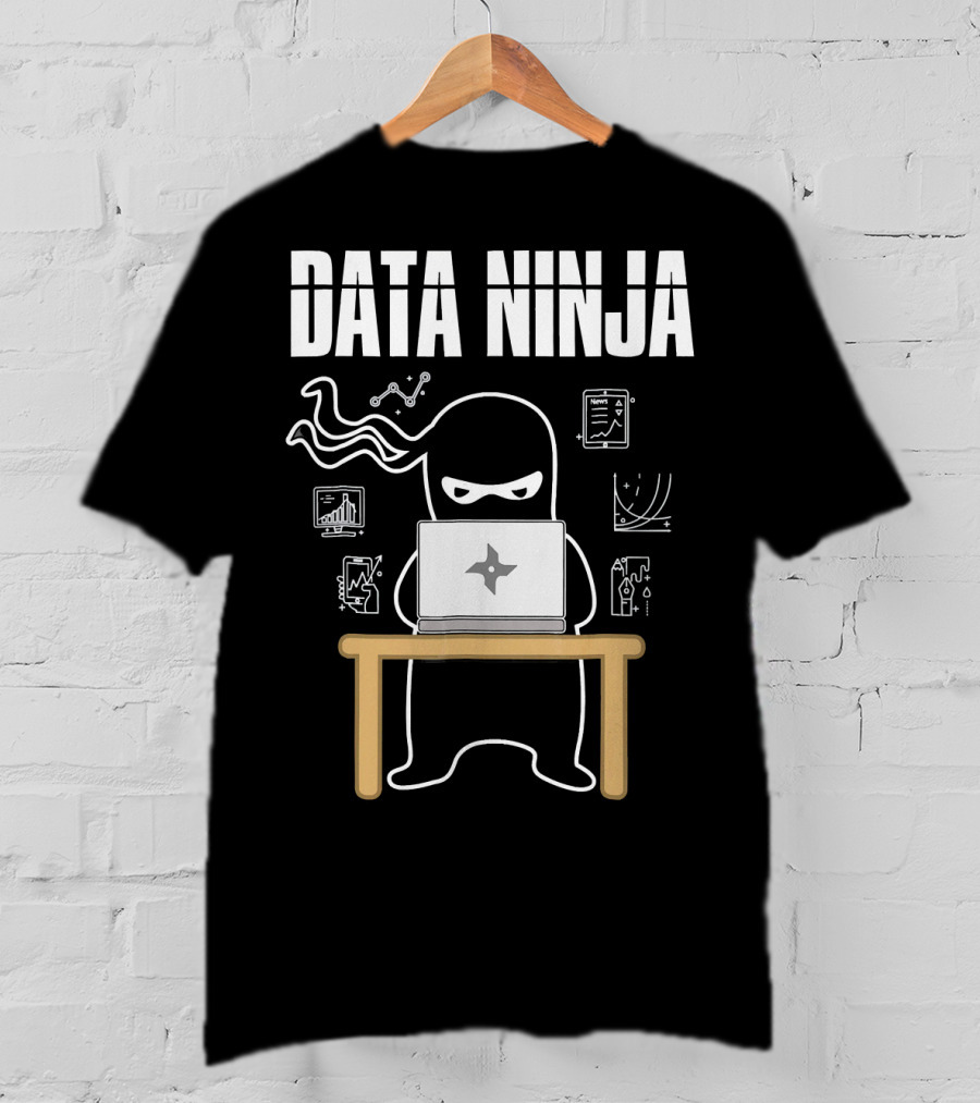 Data Ninja Analyst At Work With Laptop And Graphs T-Shirt