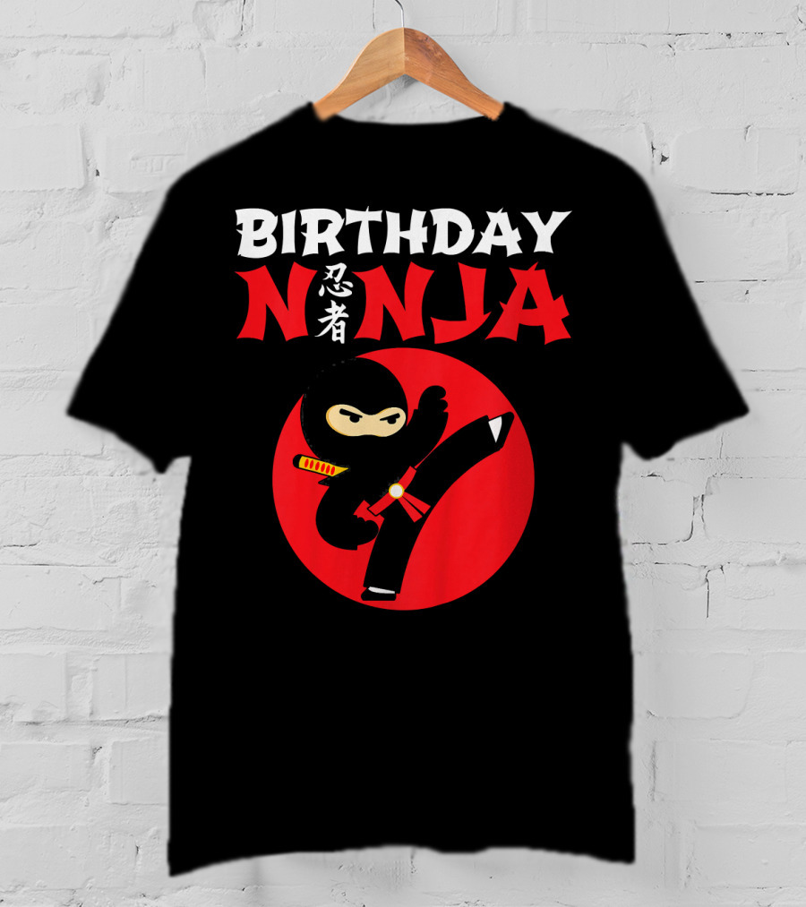 Birthday Ninja Kicking Action Kids Party T-Shirt