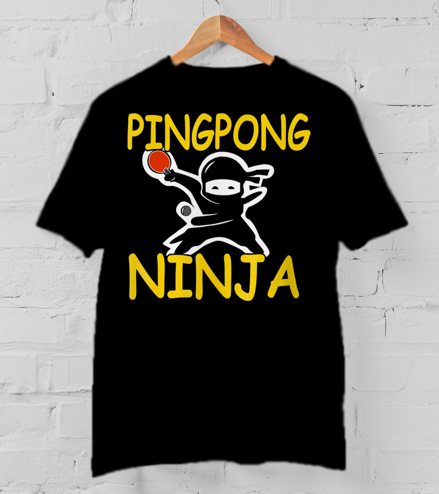 PINGPONG NINJA Action Pose With Table Tennis Paddle T-Shirt