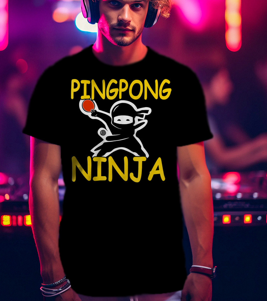 PINGPONG NINJA Action Pose With Table Tennis Paddle T-Shirt