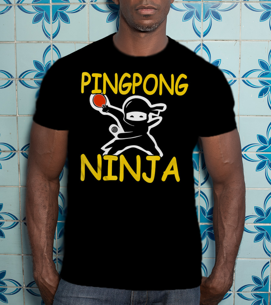 PINGPONG NINJA Action Pose With Table Tennis Paddle T-Shirt