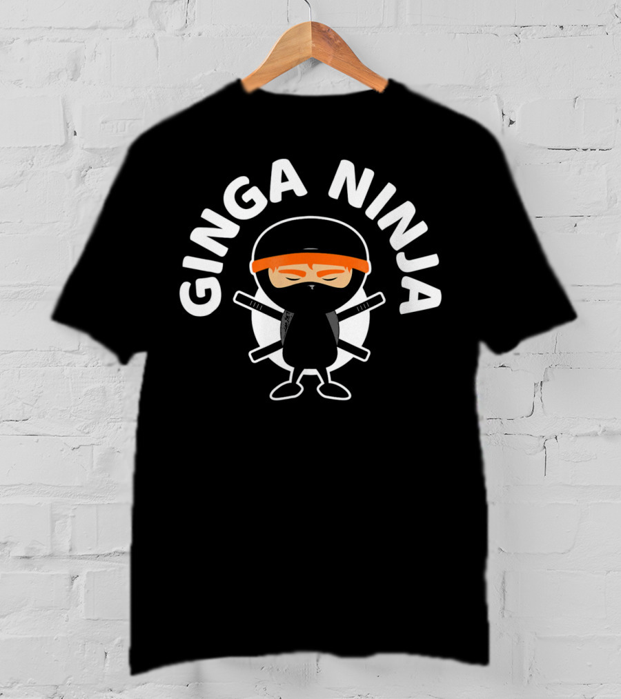 Ginga Ninja Red Hair Ninja With Crossed Swords T-Shirt