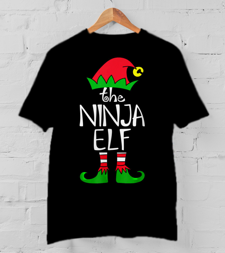 The Ninja Elf Outfit Christmas Hat And Shoes T-Shirt
