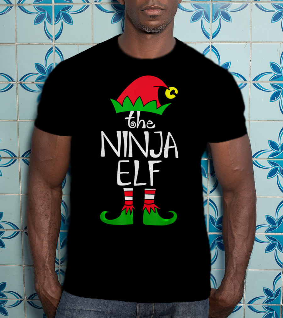 The Ninja Elf Outfit Christmas Hat And Shoes T-Shirt