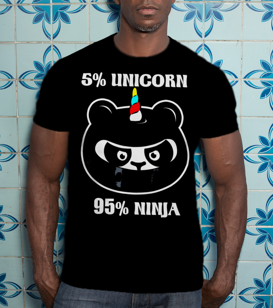 5% UNICORN 95% NINJA Panda Unicorn Hybrid Cartoon T-Shirt