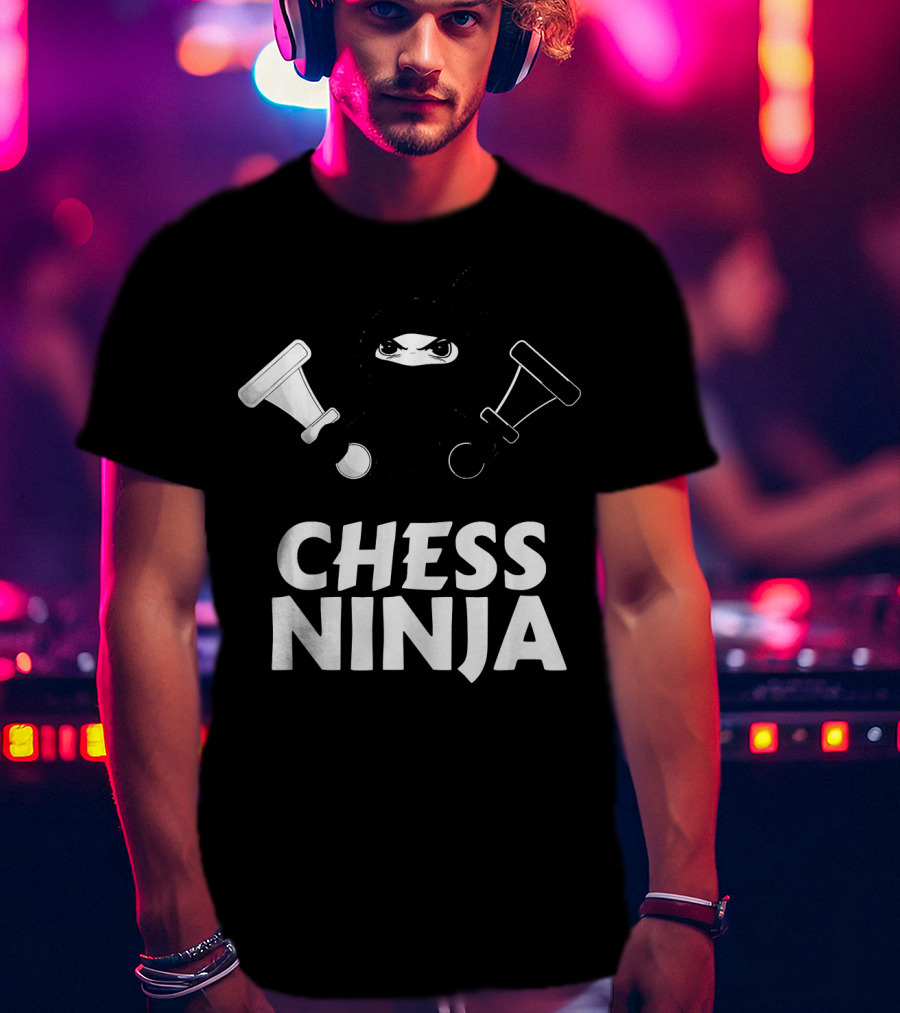 Chess Ninja Fun Warrior With Chess Pieces T-Shirt