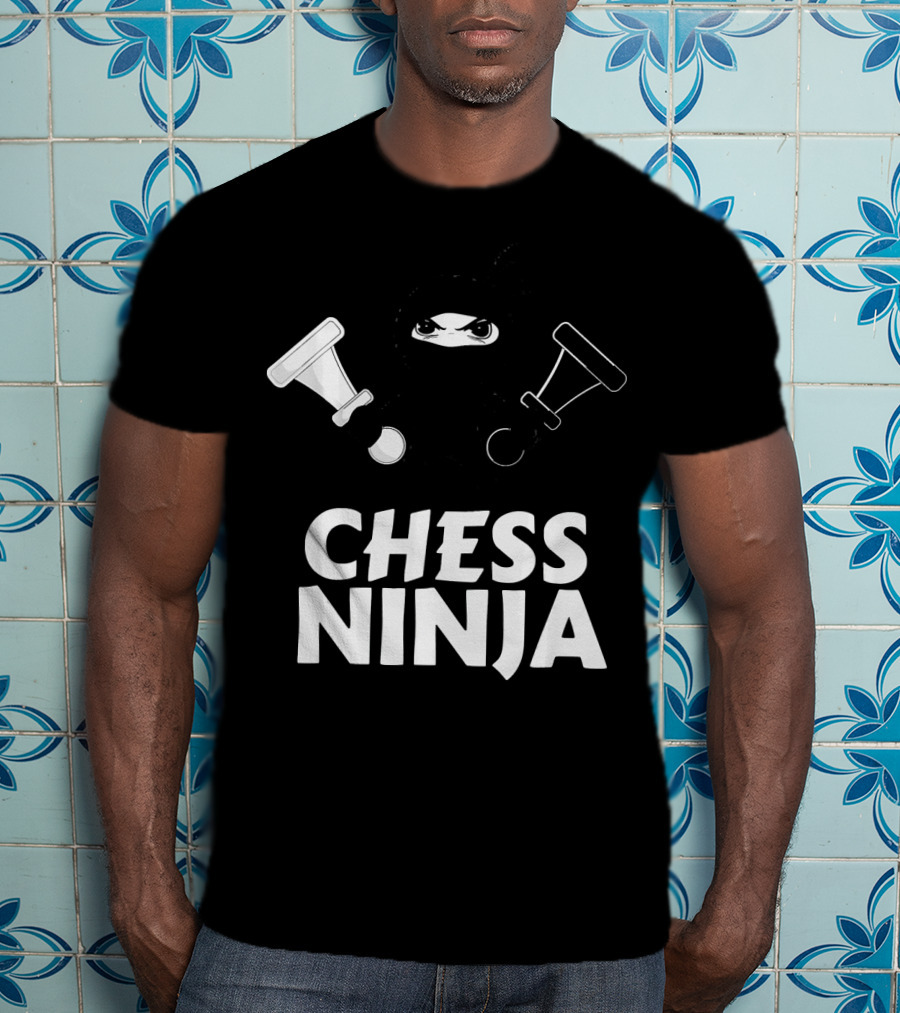Chess Ninja Fun Warrior With Chess Pieces T-Shirt