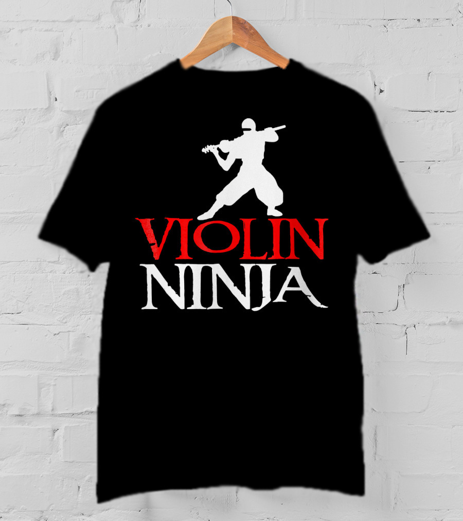 Violin Ninja Violinist Fiddle Martial Arts Fusion T-Shirt