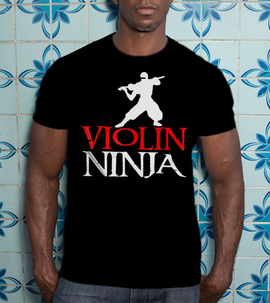Violin Ninja Violinist Fiddle Martial Arts Fusion T-Shirt