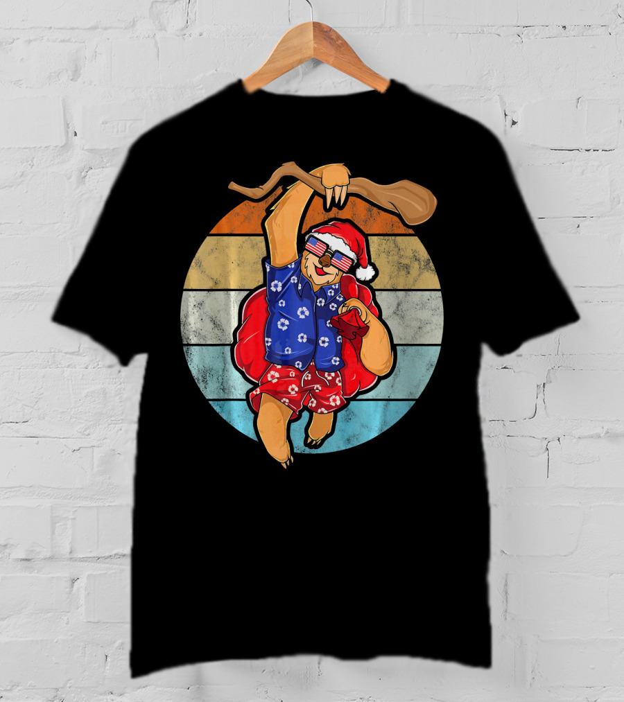 Vintage Clothing Unique Sloth Retro Santa Vacation T-Shirt