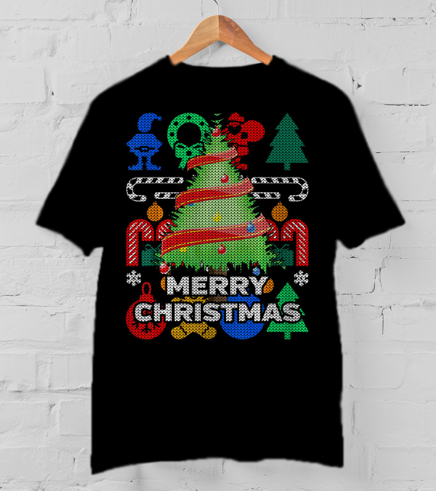 Merry Christmas Tree Ugly Xmas Tacky Sweater Candy Cane Ornaments T-Shirt
