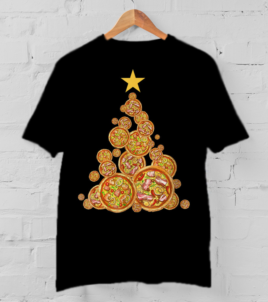 Pizza Christmas Tree Festive Pizza Lover Holiday T-Shirt